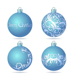Set of Blue Christmas balls on white background vector image