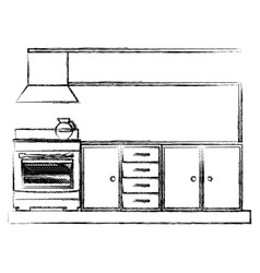 Monochrome sketch of lower kitchen cabinets with Monochrome sketch of lower kitchen cabinets with vector image