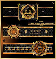 Vintage black gold frame label vector image