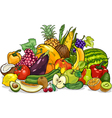 Fruits and vegetables group cartoon vector image