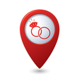 Map pointer with wedding rings icon vector image