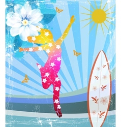 Girl flowers pattern vector image
