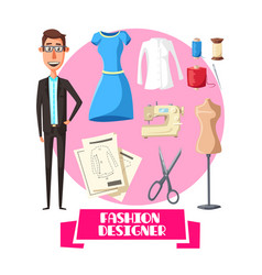 Fashion designer profession accessories vector image