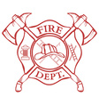 Fire Dept Label Helmet with Crossed Axes vector image