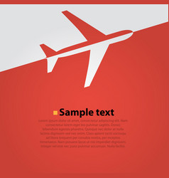 Airplane flight red background vector image