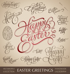 Easter greetings hand lettering set vector image