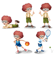 Five different activities of a young boy vector image