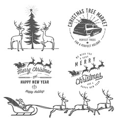 Vintage Christmas design elements vector image