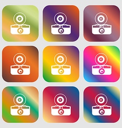 Retro photo camera sign icon vector image