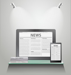 News Tablet PC on shelves vector image