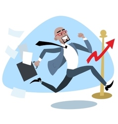 African businessman crosses the finish line chart vector image