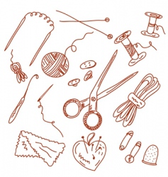 Sewing and knitting doodles vector image