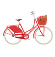 Vintage ladies bicycle with wicker basket vector image