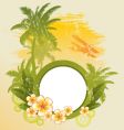 Round frame on tropical theme vector image
