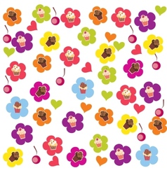 Seamless cake pattern vector image