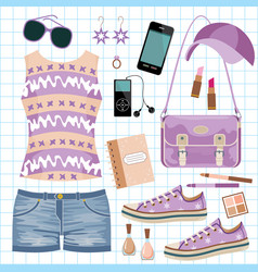 Youth fashionable set vector image