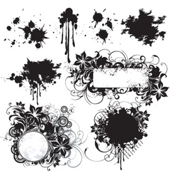 Floral grunge frame elements vector image