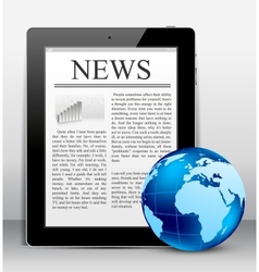 Tablet pc with globe vector image