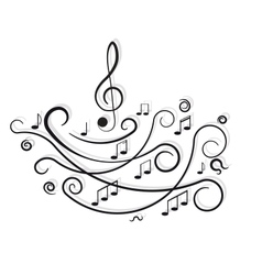 Musical notes Ornament with swirls on white vector image