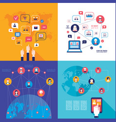 Social network technology banner set global vector image