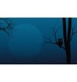 Silhouette of owl in tree Halloween Silhouette of owl in tree Halloween vector image
