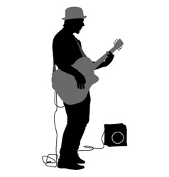 Silhouette musician plays the guitar Silhouette musician plays the guitar vector image