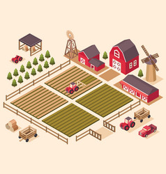 Farm set isometric view Royalty Free Vector Image