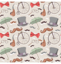 Retro seamless pattern with vintage objects vector image