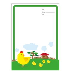Background hen and chick cartoon vector image