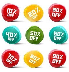 Circle Discount Tags Set Isolated on White vector image