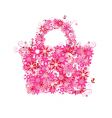 Floral shopping bag vector image