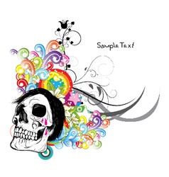 Skull with floral vector image