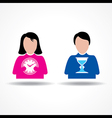 Male and Female icon having clock stock vector image