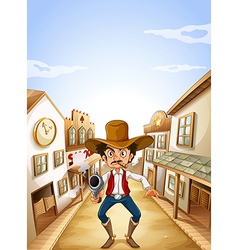 A gunman at the village vector image