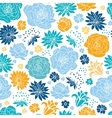 Blue and yellow flowersilhouettes seamless pattern vector image