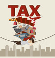 Businessman with tax and debt on the rope vector image