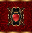 Golden vintage with heraldic elements crown shield vector image