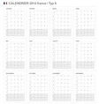 Calendar 2014 France Type 6 vector image