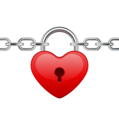 Shiny heart lock on chain vector image