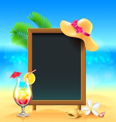 Summer vacation background with cocktail and menu vector image