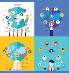 Social network technology banner set user vector image