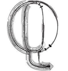 Technical typography Letter Q vector image