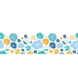 Blue and yellow flowersilhouettes horizontal vector image