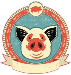 Pig head label vector image