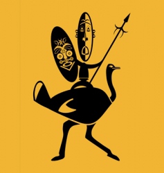 Warrior on ostrich vector image