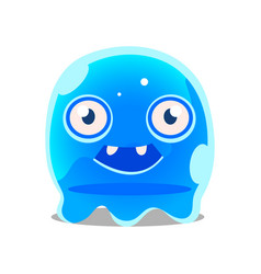 Funny cartoon friendly blue slimy monster cute vector image