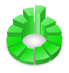 Green circular diagram with columns isolated on Green circular diagram with columns isolated on vector image