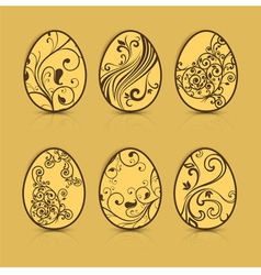 Easter eggs brown patterns 10 v vector image