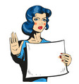 Woman comic style showing stop sign Woman comic style showing stop sign vector image