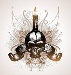 Skull scroll and candle vector image